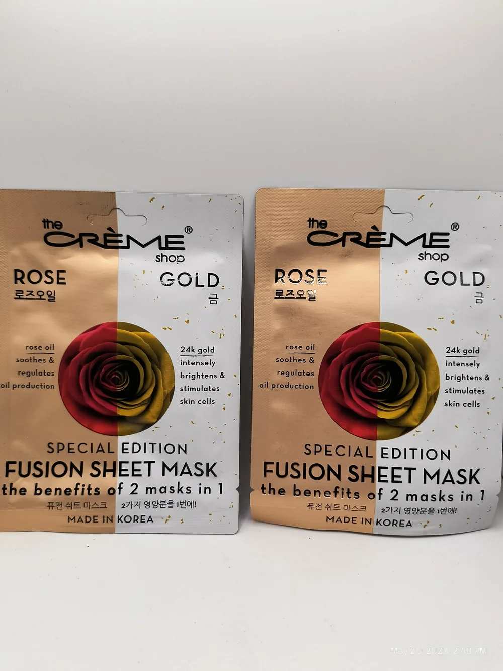 the Crème Shop Rose Gold Fusion Sheet Mask Special Edition 2 Pack New